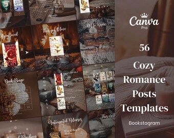 Bookstagram Posts Template Canva PRO - Cozy Romance | Bookish template Instagram Romance Fantasy