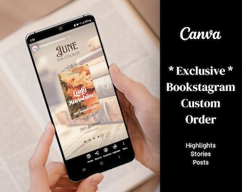 Niestandardowe szablony Bookstagrama – ekskluzywne | Szablon Canva Bookish Instagram | Najważniejsze informacje o postach i historiach | Miłośnicy książek | Romans, fantastyka itp.