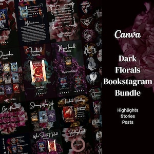 Bookstagram Bundle- Dark Floral | Canva Template for Bookish Instagram Highlight Covers, Stories, Posts