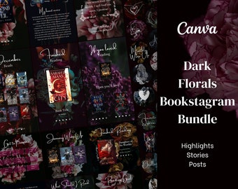 Bookstagram Bundle- Dark Floral | Canva Template for Bookish Instagram Highlight Covers, Stories, Posts
