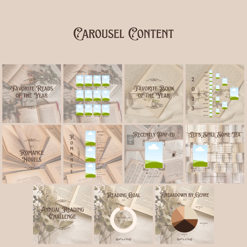 Social Media Template, Bookish Posts Template, Pinned Posts, Canva template, Light Academia, Meet the reader, Engagement posts, Book review, this or that, book bingo, book of the month, Bookstagram Template, Instagram Stories, Highlight Covers