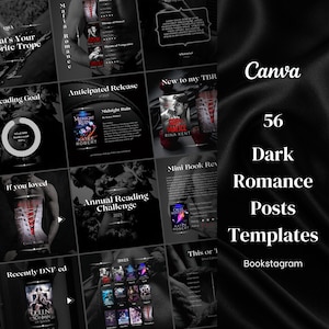 Bookstagram Posts Template Canva - Dark Romance | Bookish template Instagram - Smutty Book Reader