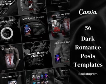 Bookstagram Posts Template Canva - Dark Romance | Bookish template Instagram - Smutty Book Reader