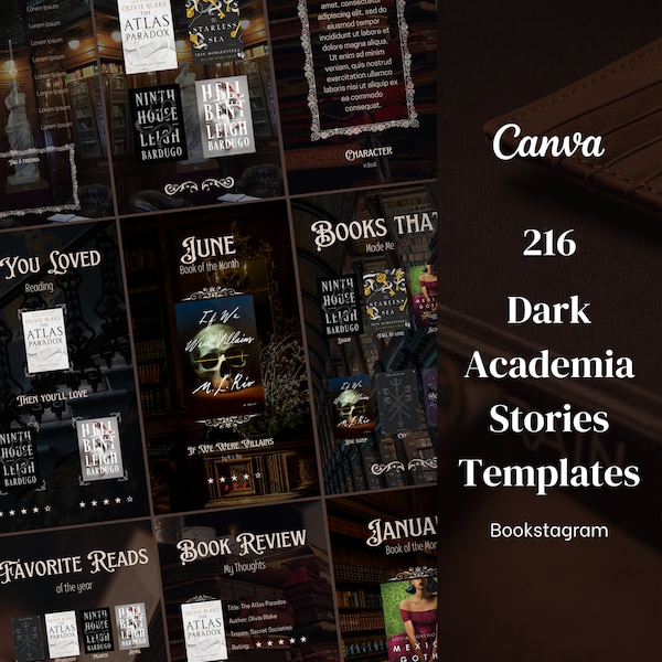 216 Bookish Instagram Story Template Canva - Dark Academia | Bookstagram Template