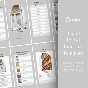 Mobile Travel Itinerary Template - Classic Minimal | Canva Trip Organizer, Travel Agent Planner, Custom Travel Planner, Digital Travel Guide