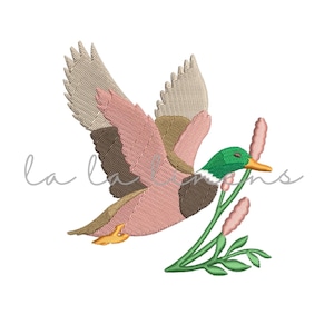 Flying Mallard Duck | Stitch Fill Mini | Machine Embroidery | Embroidery Design | 4x4 | 5x7 | 6x10 | 3 Sizes | PES