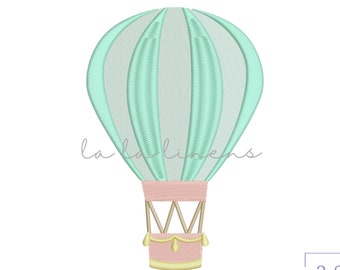 Diseño de bordado a máquina de globo aerostático / Regalo para bebé (4x4, 5x7, 6x10)