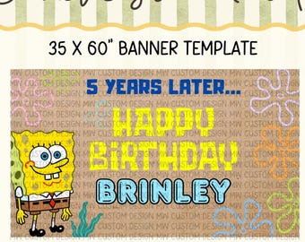 Spongebob - Inspired Painted Banner Template | Editable Canva Birthday Banner | Under the Sea Party Decor | Digital Download