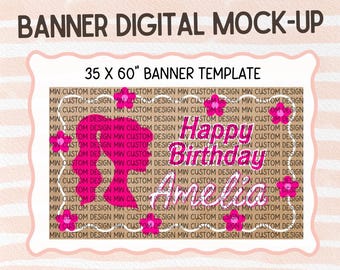Barbie-Inspired Birthday Banner Template | Editable Canva Design | Hand Paint Banner Guide | Printable Pink Party Decor | Digital Download