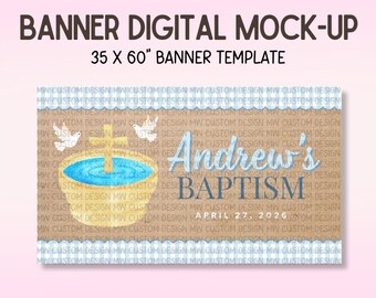 Baptism Banner Template | Blue Dove Design | Personalized Baptism Banner | Canva Editable | Digital Download