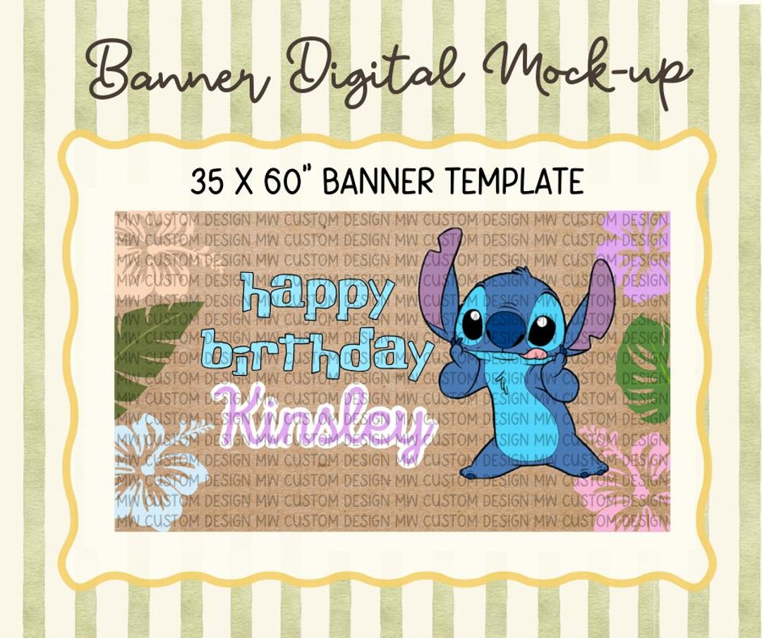 Stitch-inspired Painted Banner Template | Editable Canva Birthday ...