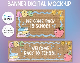Back to School Banner Template | School Welcome Sign | First Day of School Banner| Canva Editable | Ready to print at CVS/Walgreens