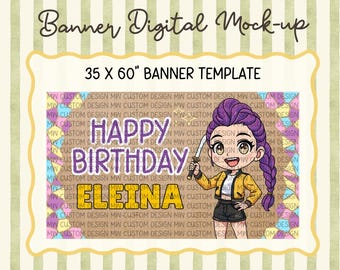 Rumi (Kpop Demon Hunters) -Inspired Painted Banner Template | Editable Canva Design