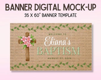 Baptism Banner Template | Personalized Baptism Banner | Canva Editable | Digital Download