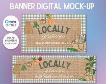 Locally Grown Baby Shower Banner Template | Farmers Market Baby Shower Backdrop | Canva - Editable | Ready to print at CVS/Walgreens