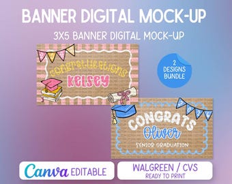 Editable Graduation Banner Template | 2026 Grad Party Banner | Custom Name Graduation Sign | Digital Download | Print at Walgreens/CVS