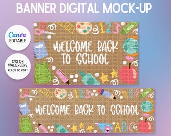 Welcome Back to School Banner Template | School Welcome Sign | First Day of School Banner| Canva Editable | Ready to print at CVS/Walgreens
