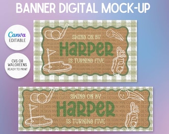 Golf Birthday Banner Template | Golf Party Banner | Golf Theme Birthday Decor | Canva Editable | Ready to print at CVS/Walgreens