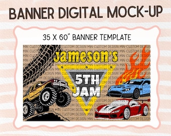 Monster Truck and Hot Wheels Banner Template | Editable in Canva | Printable & Paintable Design | Custom Name Banner