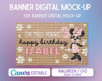 I'm This Minnie Painted Banner Template | Editable Canva Birthday Banner | Ready to Print at Walgreens / CVS | Digital Download