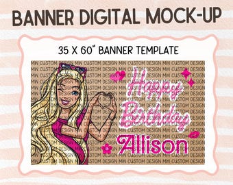 Heart Barbie-Inspired Birthday Banner Template | Editable Canva Design | Hand Paint Banner Guide | Digital Download