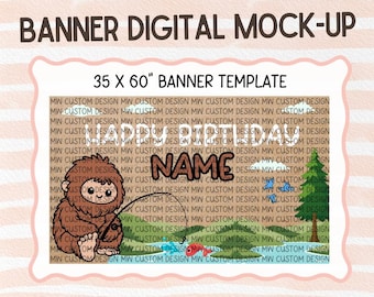 Bigfoot Birthday Banner Template | Sasquatch Party Decor | Editable Canva Design | Printable or Paintable Banner | Digital Download