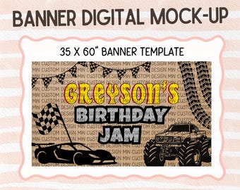 Monster Truck x Hot Wheels Banner Template | Editable in Canva | Printable & Paintable Design | Custom Name Banner