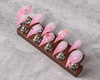 3D Pink Flower Dargon Claw Press On Nail Summer Nail Art