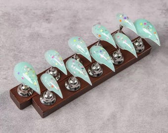 Mint Green Dargon Claw Press On Nails -Handmade Star Claw Nail Art