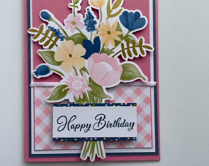 Floral Birthday Card: Handmade Greeting Card (4.5" X 5.5") - Etsy