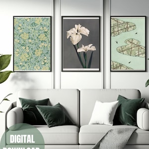 Art Poster Set of 3, Exhibition Posters, Digital Download, Art Print, William Morris Poster,Printable Eclectic Posters,Flower