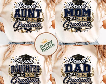 Proud Family Graduate 2026 PNG SVG Bundle, Graduation Shirt Design, Mom Dad Sister Brother Grandma Grandpa Aunt Uncle Friend Cut Files
