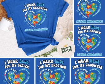 Custom Autism Awareness SVG PNG Bundle, I Wear Blue Family Designs, Autism Acceptance T-shirt