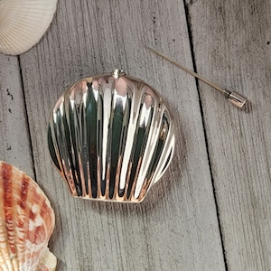 Perfume Bottle Seashell Sterling Silver Keepsake Container Coastal Sea Shell Decor Mermaid Silver Gift  Sea Shell Bottle Scent Jewelry