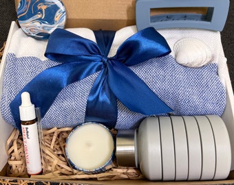 Summer/Spring SPA Gift Box: Turkish Towel, Soy Candle & Self-Care