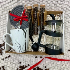 Gourmet Coffee Gift Box: French Press, Mug & Artisan Coffee Samples