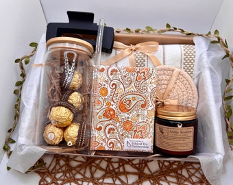 Cozy Tea Gift Box: Blanket, Mug, Candle & Treats