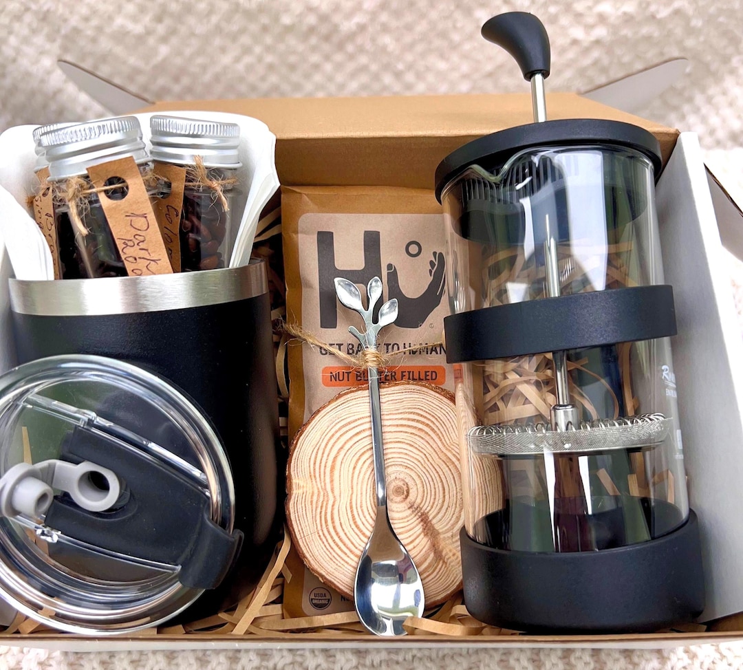 Stainless Steel Gourmet Coffee Gift Basket Sampler Set view 2