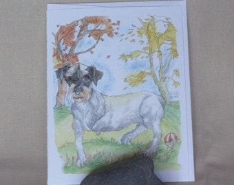 Carte simple 4 x 5 encre et aquarelle pour chiens à but non lucratif Mosby Foundation