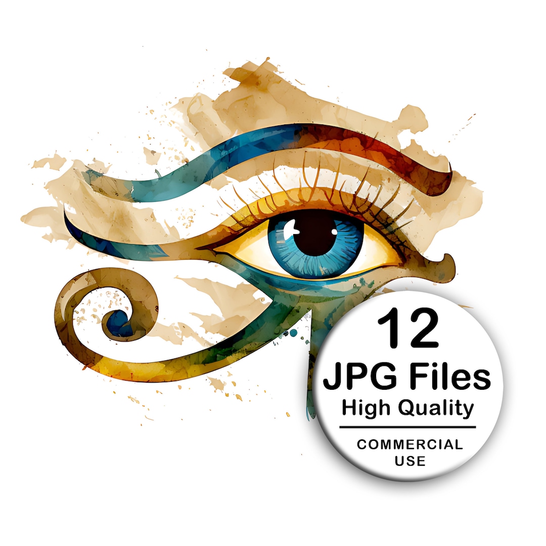 Eye of Horus Clipart - Set of 12 High Quality JPG - Decoupage, Wall Art ...