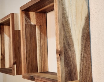 Acacia wood wall shadow boxes 10"