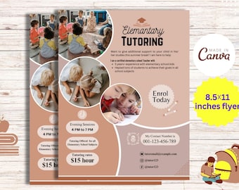 Plantilla de volante para tutoría de primaria: Diseño de Canva (8,5 x 11) (Descarga digital)
