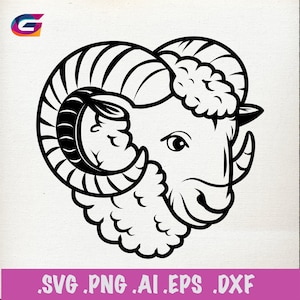 Ram SVG Ram head SVG Ram Printable Clip Art Vector Ram files Png Eps Ai | Cricut Cut Cutting File | Farm Animal Graphic Design Ram
