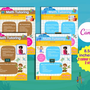 Editable Math Tutoring Flyer Template: Canva Design (Digital Download)