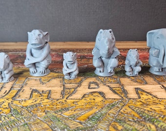 Jumanji Game Pieces Set 3D printed - unpainted