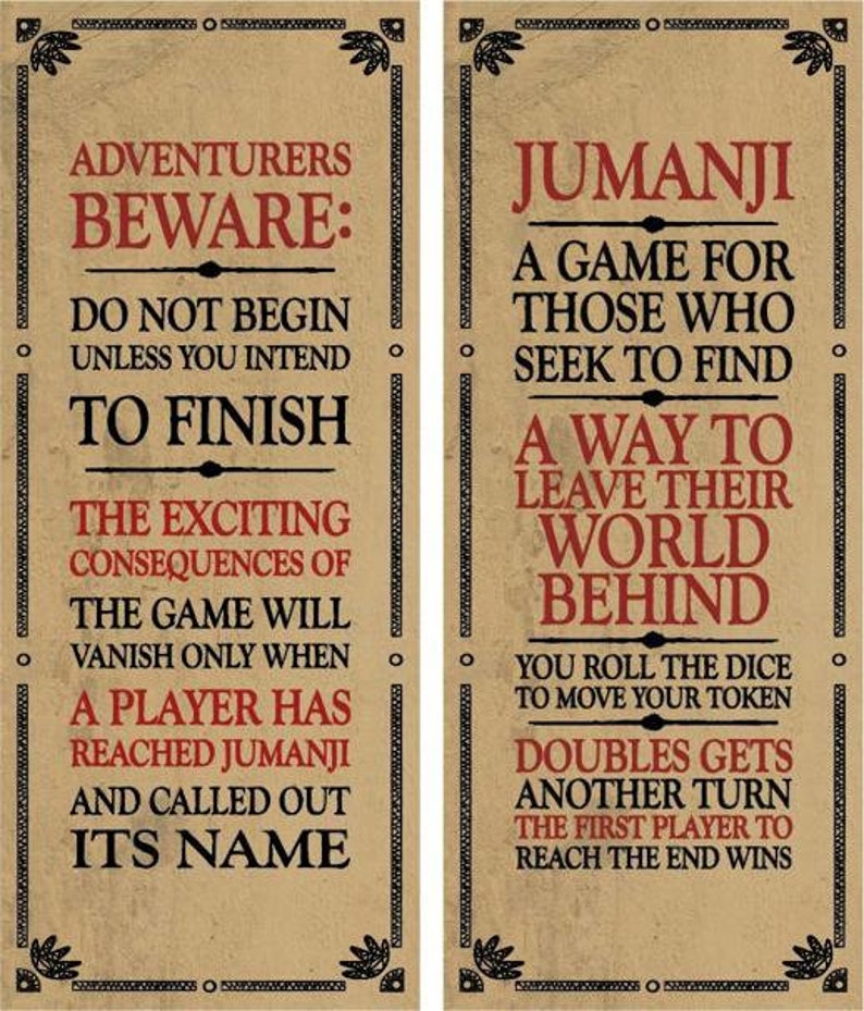 Jumanji Board Game Rules Digital File SVG,PNG Etsy