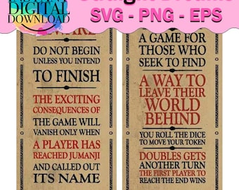 Jumanji Board Game Rules Digital File - SVG,PNG