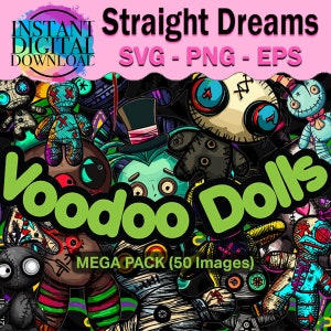 Voodoo Dolls Mega Collection - Creepy Cute Images for T-shirts, Stickers, or Sublimation.  (50 images in svg, eps, and png formats)