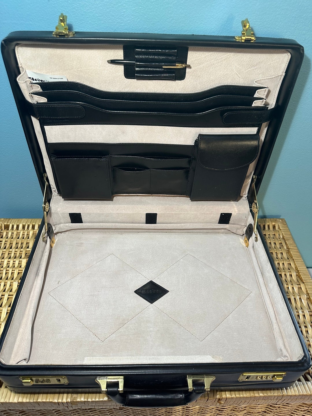 Vintage Stebco Genuine Leather Briefcase Programmable Double Etsy