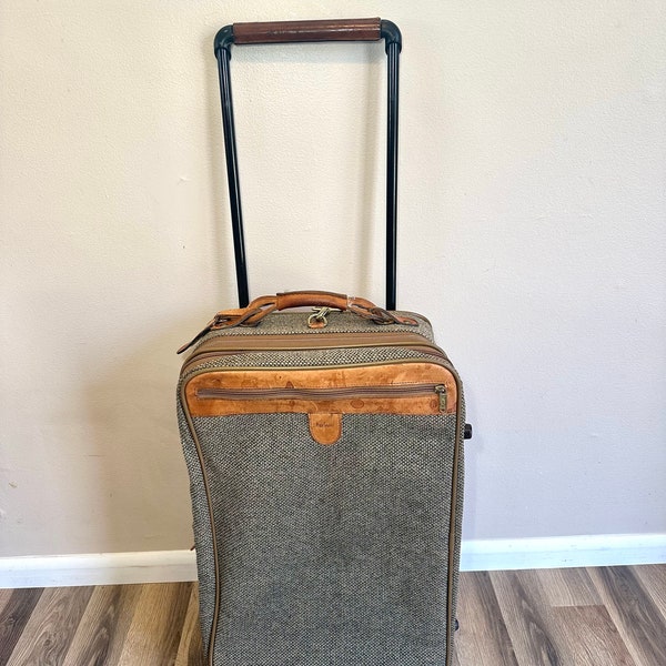 Vintage Hartmann Tweed/Leather 22” Rolling Suitcase, Luggage